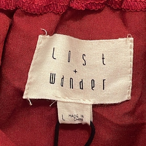 NWT Lost + Wander short sleeve Linen blend one piece Pantsuit women’s sz L Red - Picture 3 of 15